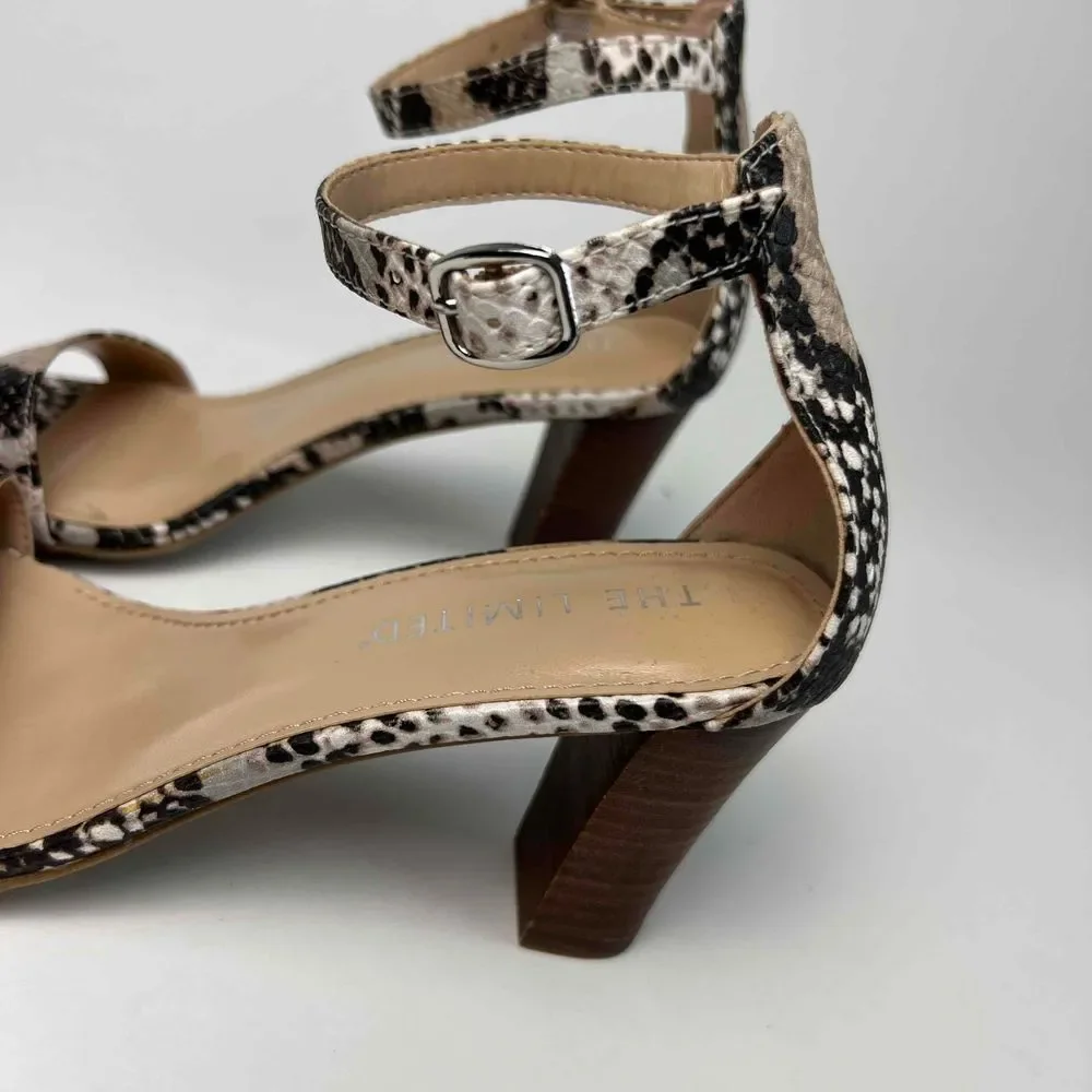 The‎ Limited Size 6.5M Chunky Heel Snake Boa Reptile Print Ankle Strap Shoes